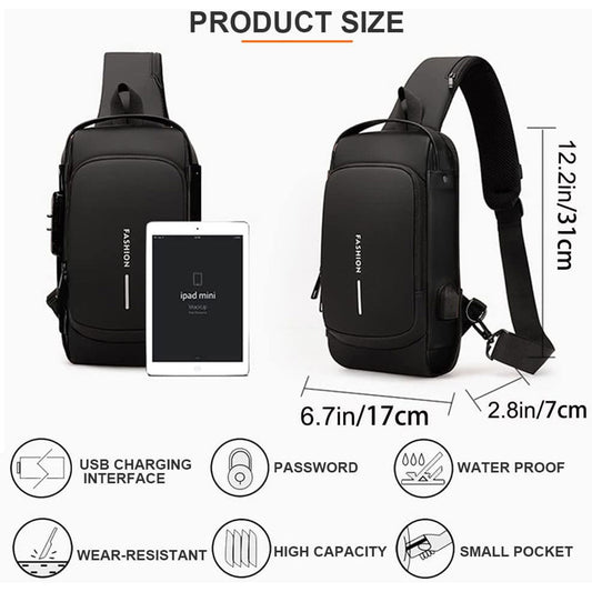 Dwenles Anti theft Crossbody Sling Bag,Waterproof Chest Daypack with USB Charging