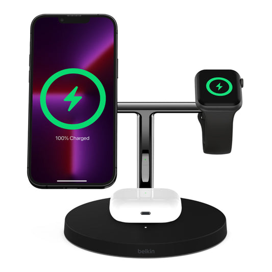 Belkin BoostCharge Pro 3-in-1 Wireless Charger with MagSafe 15W – Charge iPhone, Apple Watch, and AirPods