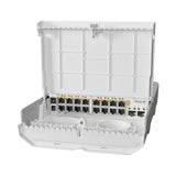 MikroTik NetPower 16P Outdoor 18-Port Gigabit PoE Switch with 2 SFP+ 10G Uplinks | CRS318-16P-2S+OUT