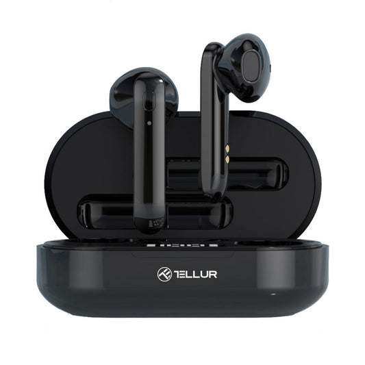 Tellur Flip Bluetooth True Wireless Earphones – Black – Lightweight with Touch Control and Display Charging Case