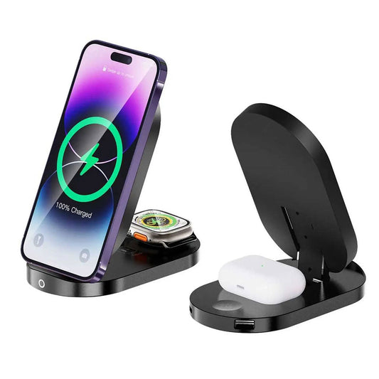 Green Lion GN3IN1FLDWCBK 3 In 1 Foldable Bracket Wireless Charger