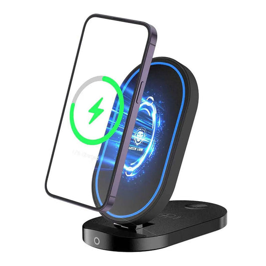 Green Lion GN3IN1FLDWCBK 3 In 1 Foldable Bracket Wireless Charger