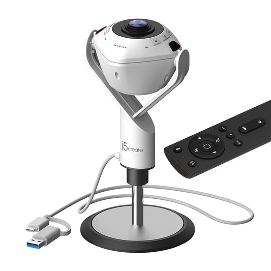 J5Create 360° AI-Powered Webcam with Speakerphone - JVU368