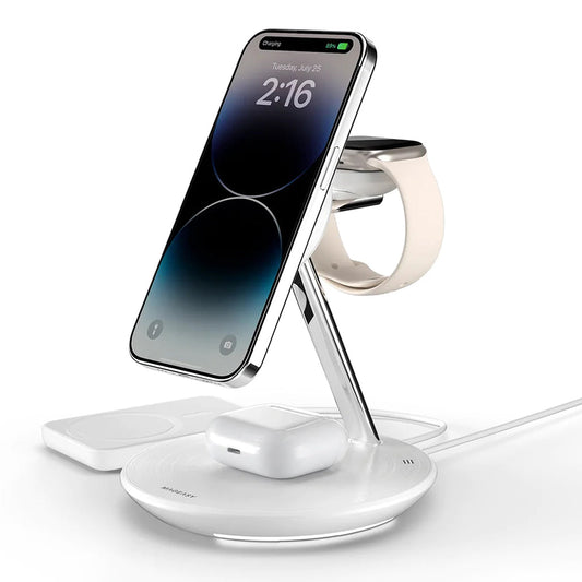 MagEasy PowerStation 5 in 1 Magnetic Wireless Charging Stand - White