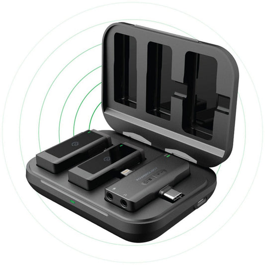 Powerology PWMIC2BK MFI Dual Connector Wireless Microphone x2 Mic Made For iPhone & iPad