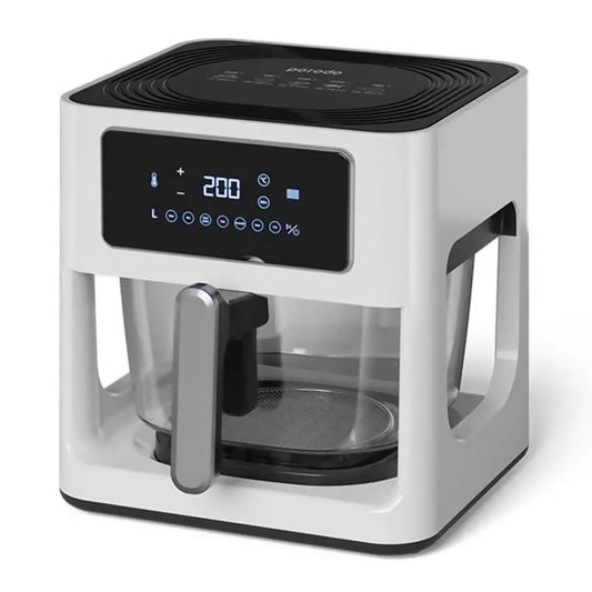 Porodo Lifestyle Glass Pot Air Fryer with a Touch Panel - White