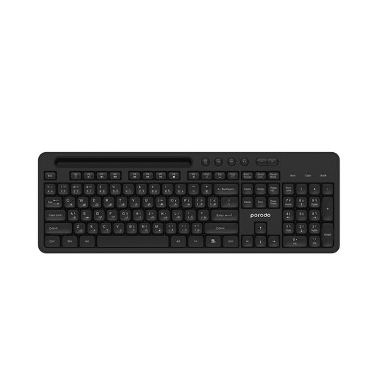 Porodo Wireless 2.4G+BT Keyboard with Pen/Phone Tray and Mouse - Black