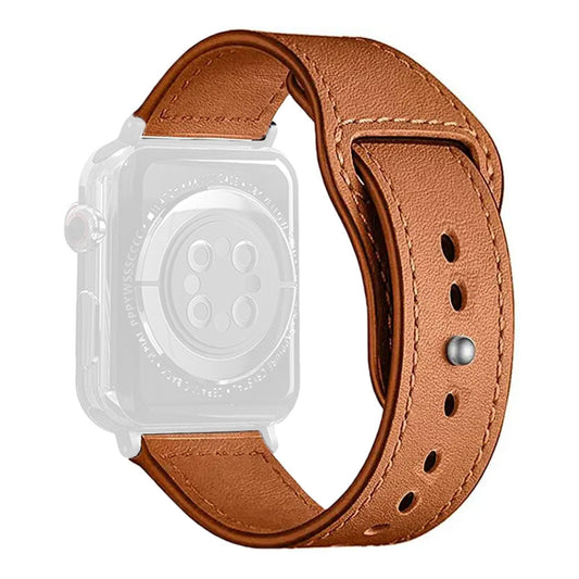 Porodo iGuard Leather Loop Watch Band For Apple Watch 42mm/44mm/45mm - Light Brown