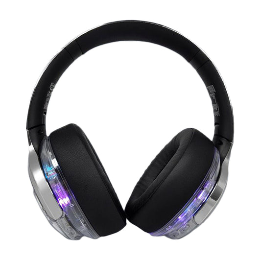 Promate Transtune - ANC Wireless Headphones with RGB Lights | Hi-Fi Sound & Extended Battery Life | Silver