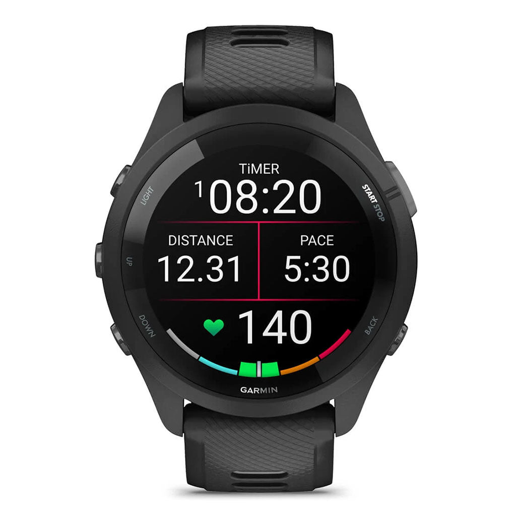 Garmin Forerunner 265 - 010-02810-10 - Black Bezel and Case with Black/Powder Gray Silicone Band