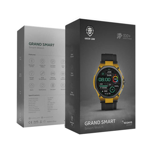 Green Lion GNGRNDSWYLBK Grand Smart Watch - Yellow/Black