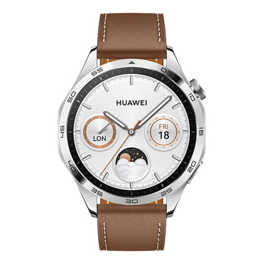 Huawei Watch GT4 46mm Brown Leather Strap - Advanced Fitness Tracker with High-Resolution Display and Long Battery Life