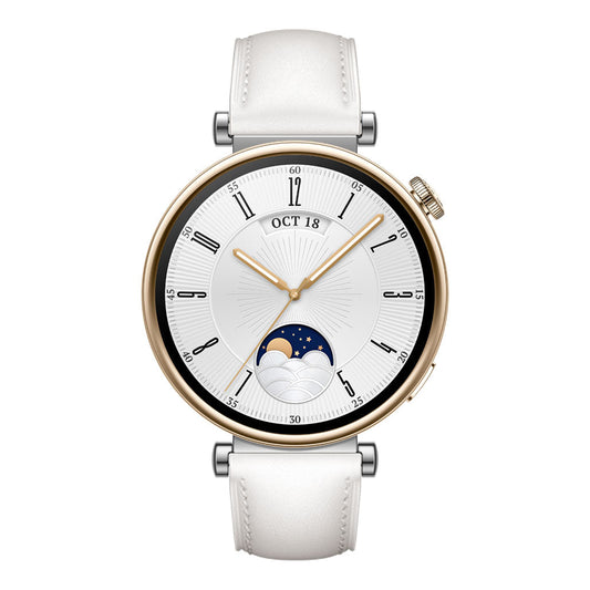 Huawei Watch GT 4 41mm White Leather Strap - Stylish AMOLED Smartwatch with Advanced Fitness Tracking