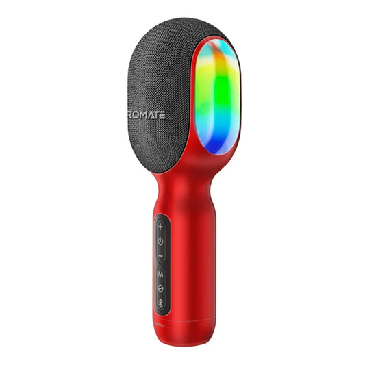 Promate VocalMic 5-in-1 Wireless Karaoke Microphone & Speaker - Red | Bluetooth 5.0, RGB Lighting, TWS Duet Mode